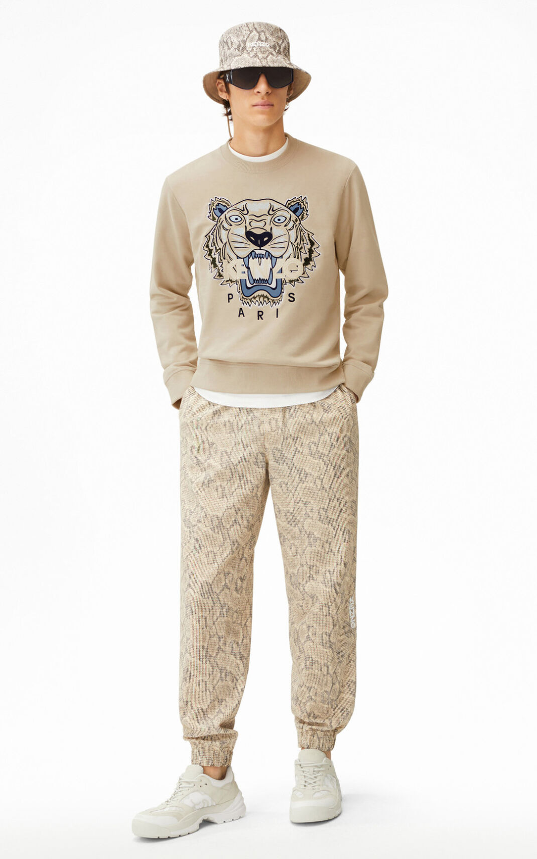 Kenzo Tiger Sweatshirt Erkek Kahverengi | 4078-NLPQO